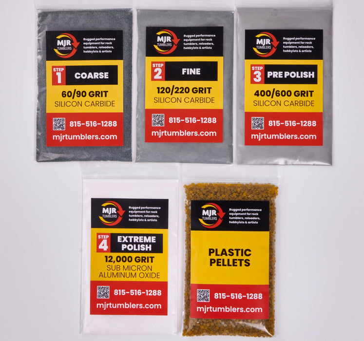 Rock Tumbler Refill Grit Kit with Pellets, FREE SHIPPING!